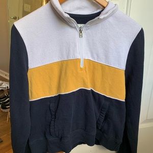 Navy, yellow, white cropped Hollister sweatshirt